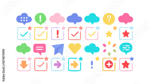 Colorful Icons Collection symbols speech bubbles