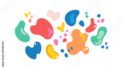 Colorful organic shapes scattered abstract blob