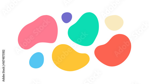 Colorful organic shapes scattered abstract blobs