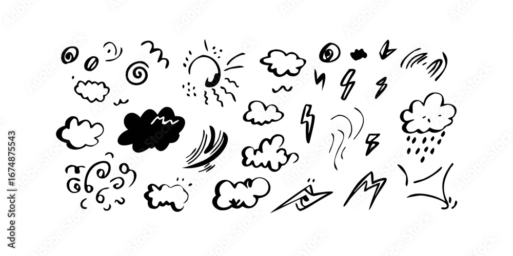 Obraz premium Comic Speech Bubbles and Exclamations expression doodle