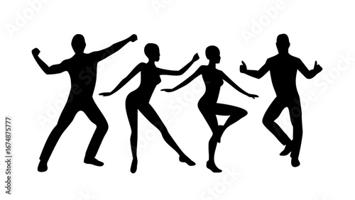 Couple dancing gracefully dancers silhouette