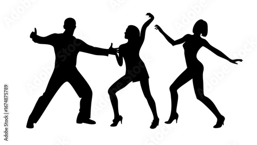 Couple dancing salsa with flowing dress latin dance