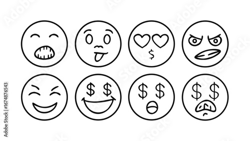 Expressive Emoji Faces Collection doodle icons
