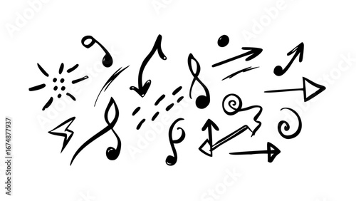 Hand drawn expressive brush strokes abstract artistic