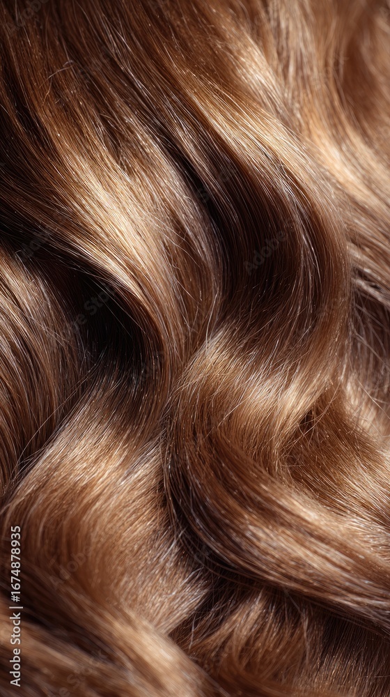 Fototapeta premium Wavy brown hair close-up, studio shot, beauty, care