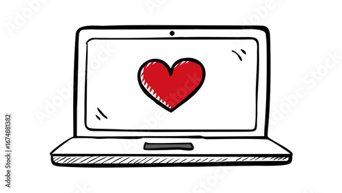 Red heart with scratchy texture and underline love