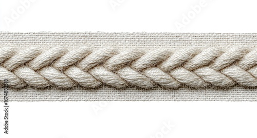 Beige braided cord trim on a light beige fabric strip