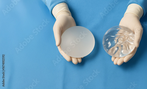 3D Render of Silicone and Saline Breast Implants for Cosmetic Surgery and Aesthetic Enhancement
