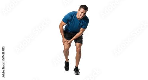 Man experiencing sudden leg discomfort after exercise, highlighting the need for sports injury awareness and proper athletic training techniques