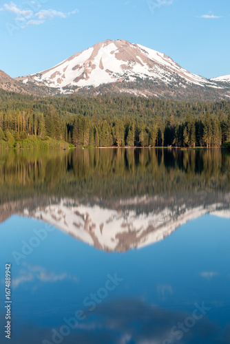 Lassen peak reflected in Manzanita lake