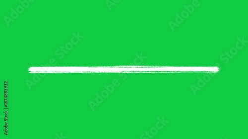 White Chalk Textured Line Loop Animation on Green Screen Background