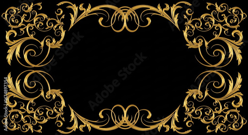 Elegant Vintage Gold Ornament Frame Decorative Element Elegant Floral Swirls Victorian Baroque Design for Invitations and Certificates