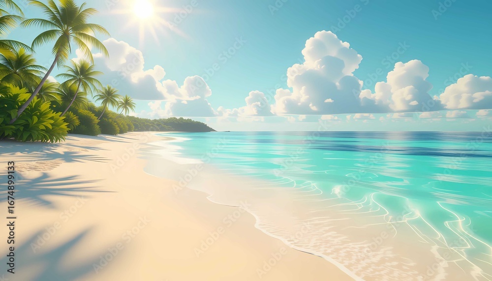Fototapeta premium Paradise vacation: serene tropical beach and tranquil blue ocean