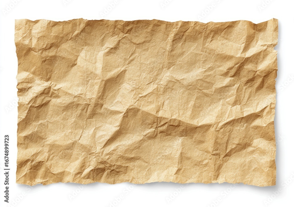 Obraz premium Crumpled, tan-colored paper sheet