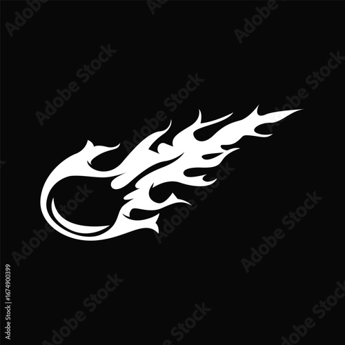 outer space concept with meteorite logo, space rock as asteroid simple silhouette vintage symbol illustration brand or business product and design template