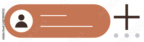 User profile icon alongside horizontal lines signifying information, plus sign for addition, and three dots for expanded options. Ideal for interface, navigation, user interaction, workflow, profile