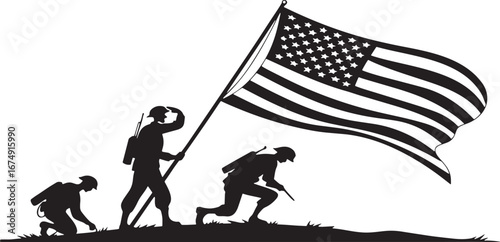 american-flag-waving-with-soldier-silhouette-icons_traced