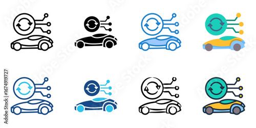 Autonomous Car icon set multiple style collection 
