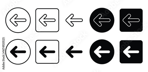 Minimal line vector illustration of back arrow icon isolated, navigation ui ux web symbol