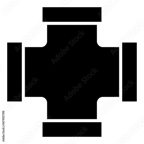 Pipe cross tee glyph solid icon