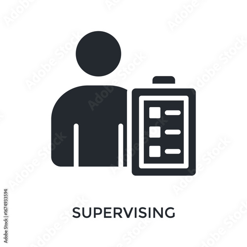 Supervising Icon Glyph Style. Vector Illustration For Graphic Design