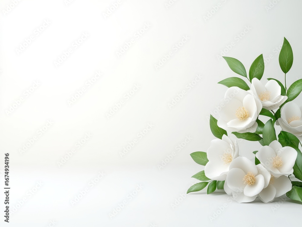 Fototapeta premium White blossoms, minimalist style