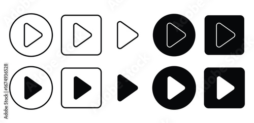 Flat vector illustration of play icon isolated, media control symbol
