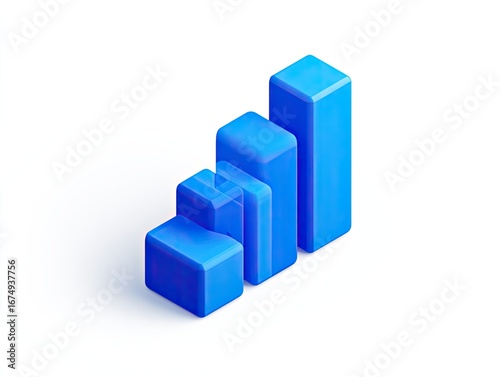 3D isometric bar graph, vibrant blue Free Download 3D isometric bar graph, vibrant blue - GFXLoad