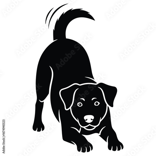 Playful Black Labrador Retriever Puppy Silhouette