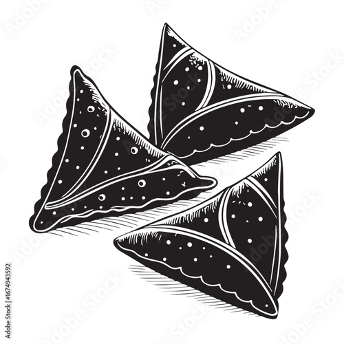 black samosas Silhouette Vector, High Quality Illustration on White Background