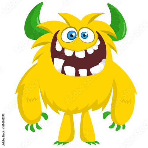 Cartoon funny monster character design with funny face expression. Halloween vector illustration 