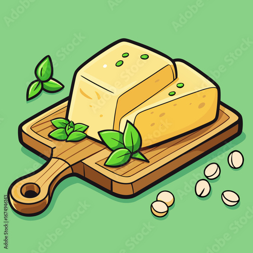 An elegant presentation of assorted cheeses, bread, and aromatic herbs