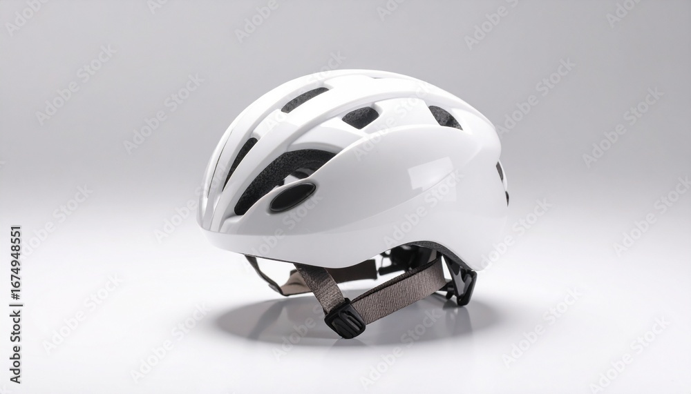 Fototapeta premium Sleek White Bicycle Helmet, Studio Shot, Safety Gear