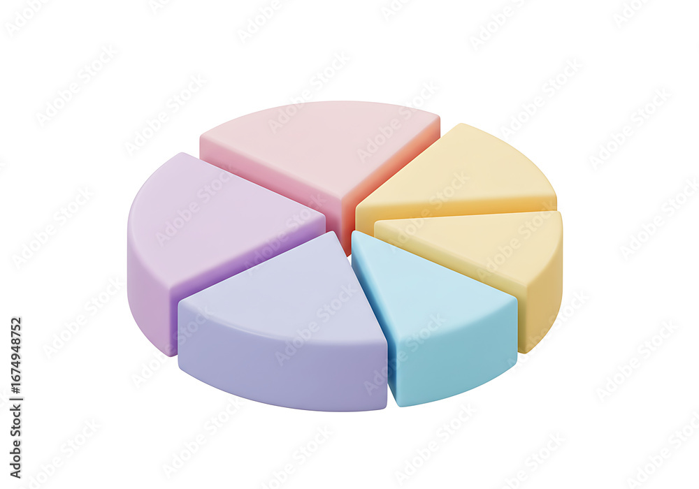 Obraz premium Pastel pie chart segments pastel colors pink