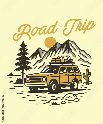 you will get vintage retro t shirt illustration, vintage t shirt design, outdoor ,adventure, car t shirt,summer t shirt, holiday,outdoor badge logo design