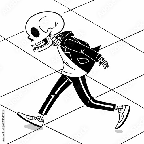 Creative Mockup of a Skeletal Figure in Motion A Playful Design Concept
