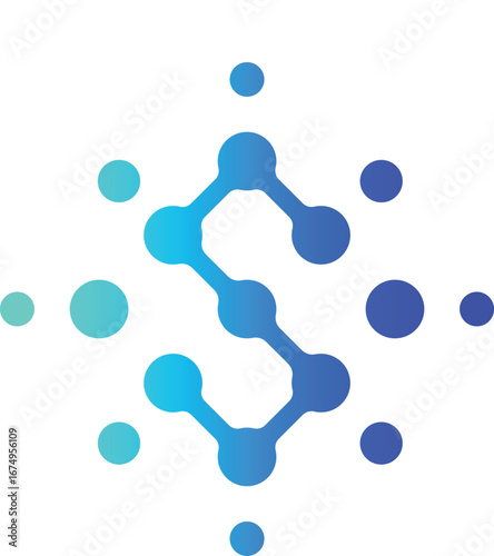 Abstract Letter S Logo with Connected Dots in Gradient Blue