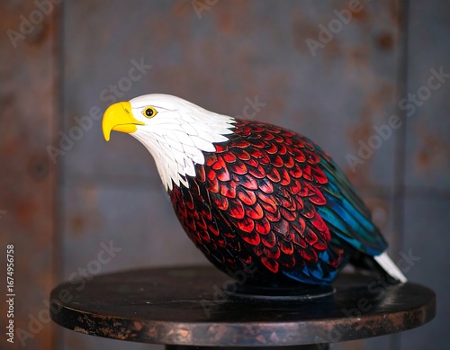Ornate eagle figurine on a dark table