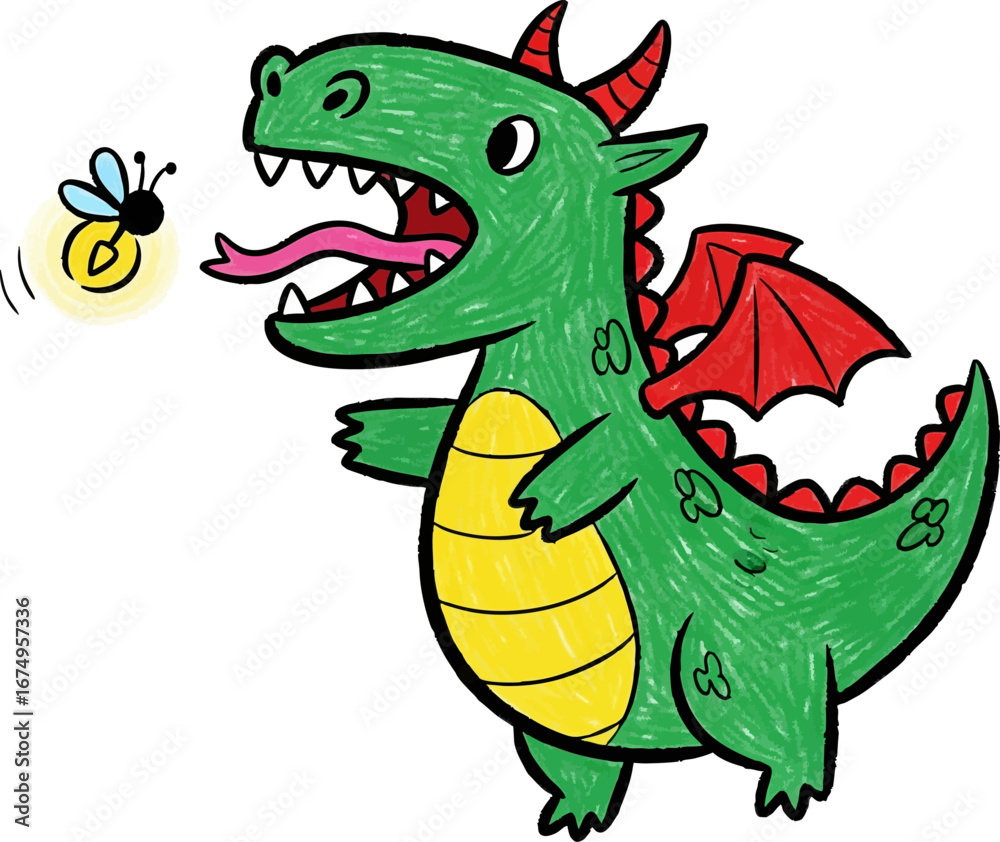Obraz premium A Dragon Trying to Catch a Firefly