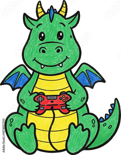 A Dragon Intensely Playing a Video Game