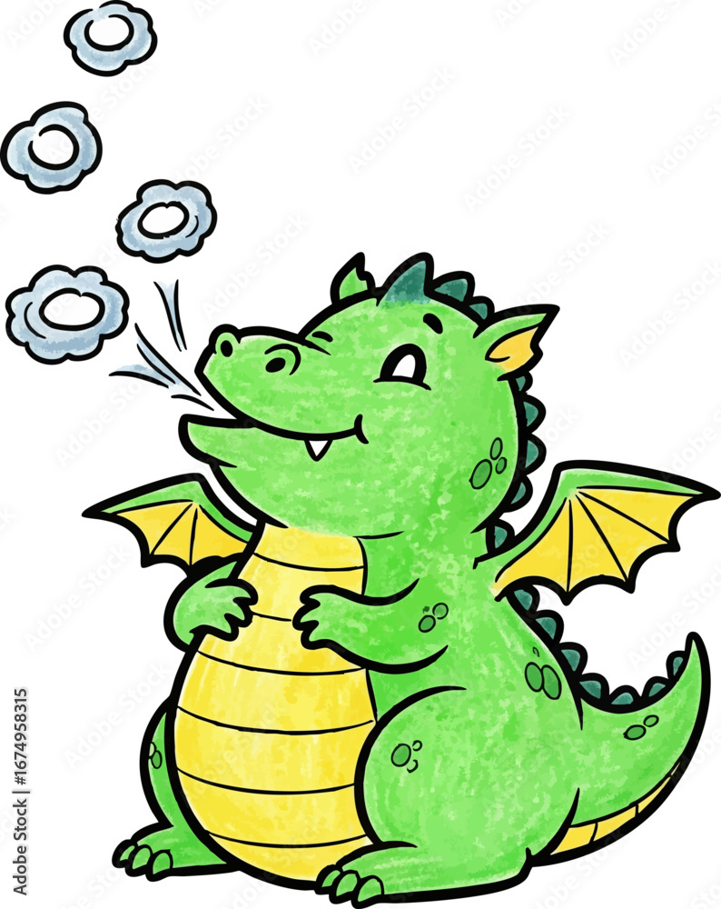 Fototapeta premium Baby Dragon's Puffy Smoke Ring Practice