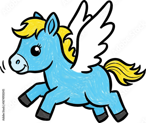 Baby Pegasus Hopping and Trying to Fly