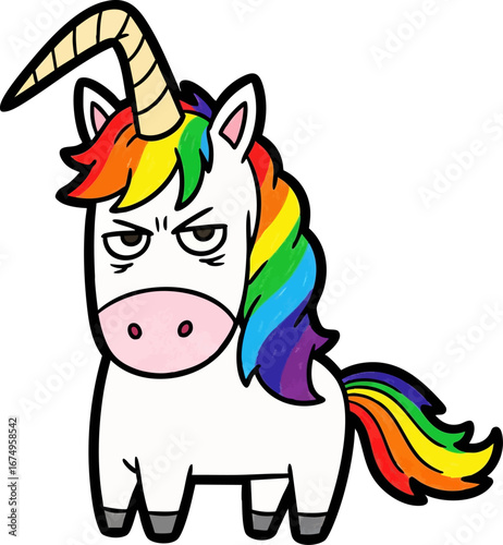 Grumpy Unicorn with a Slightly Bent Horn