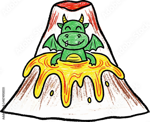 Happy Dragon Taking a Warm Lava Bath