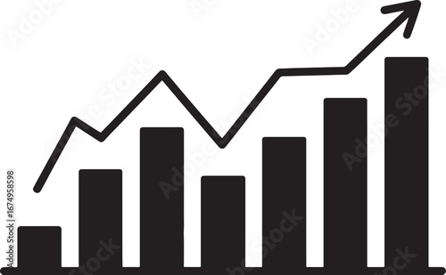 Business growth upward arrow graph showing increasing profits and success metrics