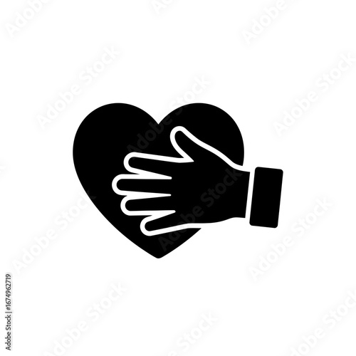 Person Holding Heart Silhouette in Minimalist Style Illustration