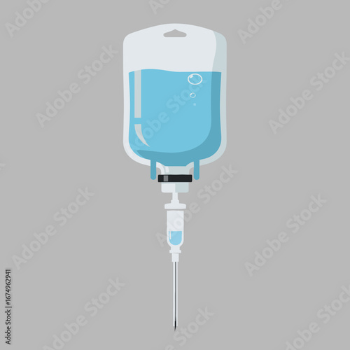 IV Fluid Administration, Hospital Setting, Vector Illustration, Clinical Environment, Top View, Medical Concept