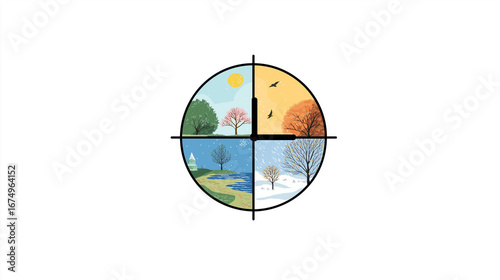Four Seasons Landscape Clock Art for Time & Season Themes