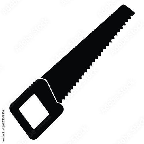 Black handsaw silhouette tool cutting