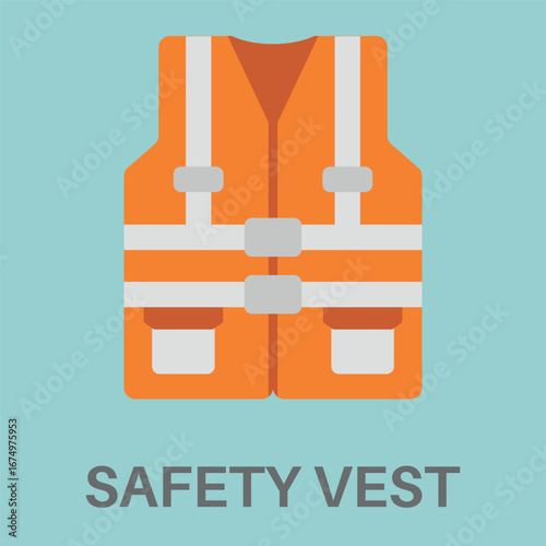 Safety Vest Simple Style Flat Design Icon